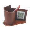 2019 Luxury high quality leather desk Clock & Brush pot clock