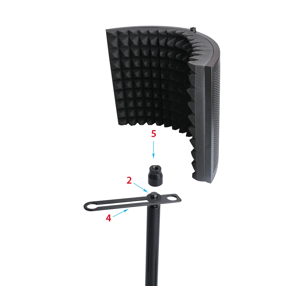 Black Metal + EVA Foam panel Microphone Isolation Shield for voice recording