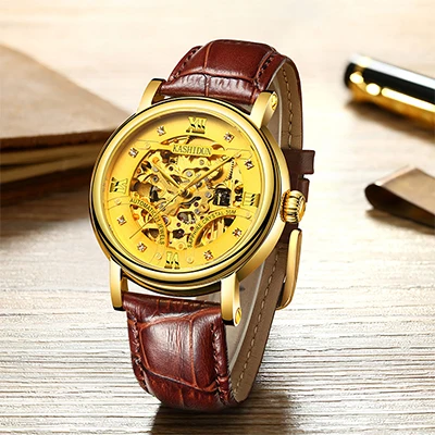 

China watch manufacturer custom skeleton watch men's automatic wristwatch oem