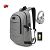 Wholesale Grey Stylish Proof Polyester Outdoor Travelling Notebook Anit Theft Drawstring Backpack For Laptop
