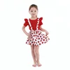wholesales children girls baby clothes flutter top and overall skirt 2pc set girls cotton ladybug print clothing set