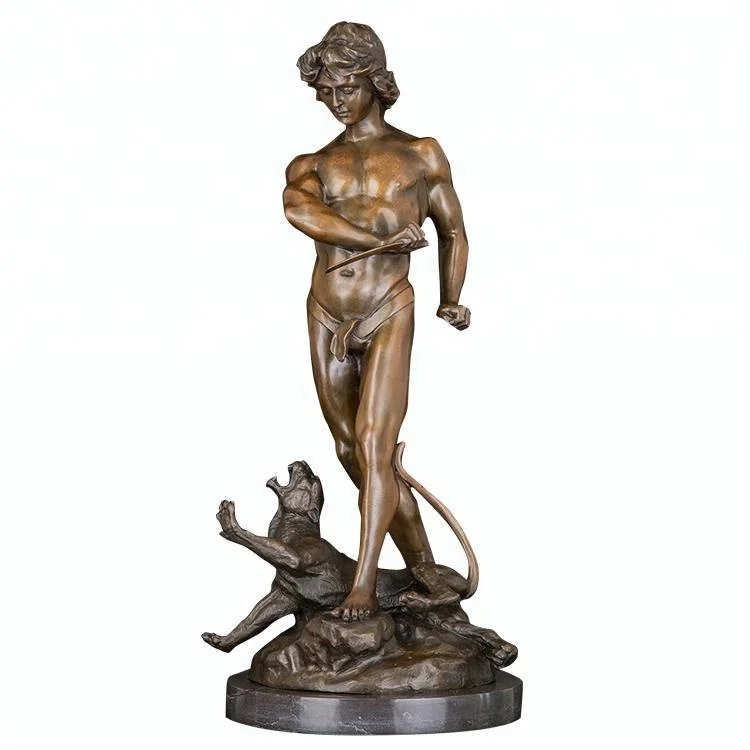 

ArtsHom DS-503 Large Male Hunters Statue Bronze Antique Artwork Man Sculpture Figurine Collectibles Business Gift