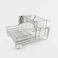 

Modern 2 tier stainless steel collapsible dish drainer rack