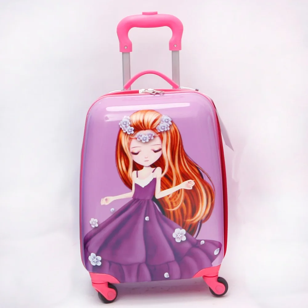 

cartoon print children hard case luggage superman school child suitcase ABS PC 4 wheels kids hard shell luggage, Purple , black , red etc printing color