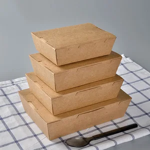 Image of Fast Food Packaging Container Waterproof Folding Disposable Lunch Paper Box