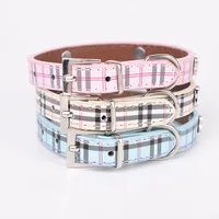 

Classic Bling Dog Collars Pet Supplies Diy PU Checkered Pet Dog Collar