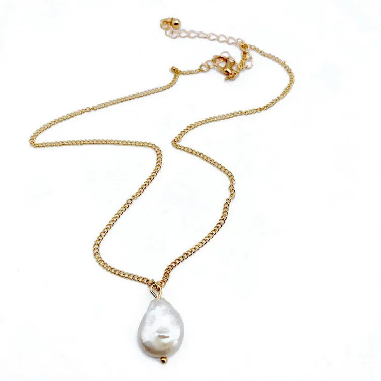

Zooying Simple white fresh irregular pearl necklace, Gold