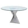 Wedding Table Stainless Steel Frame Mirror Glass Round Dining Table
