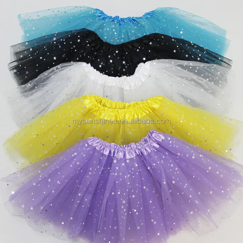 

wholesale puffy and fashion baby sparkle stars tutu children glitter stars tutu skirts for girls, 21 colors