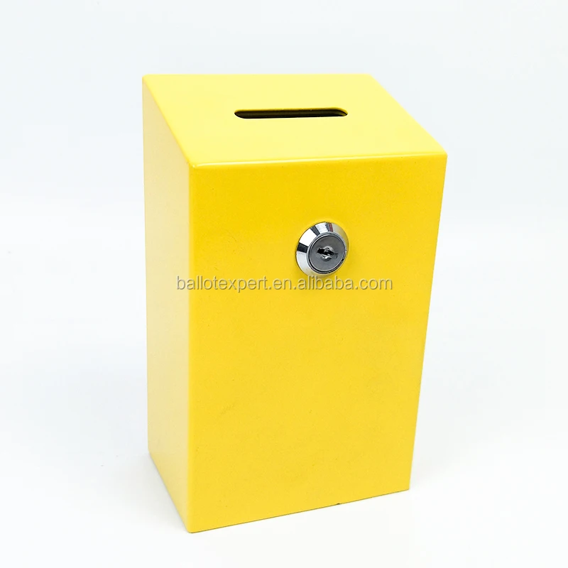 Yellow Small Metal Donation Box With Lock Buy Yellow Metal Donation