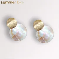 

2019 Trend Fashion Wholesale Jewelry Cool Color Shell Drop Round Irregular Geometric Stud Earrings for Women Girls Drop Shipping