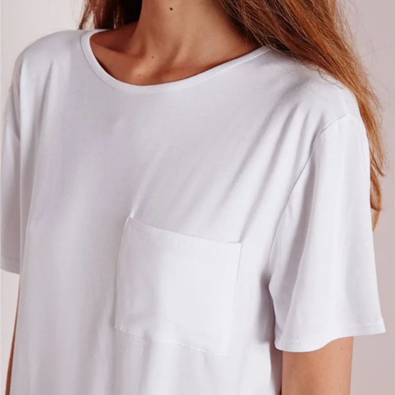 Bulk Curved Hemp Long T Shirt Women White Cotton T Shirt Wholesale