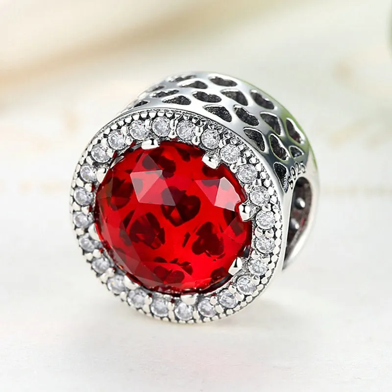 

European silver Beads Red Crystal Pave Charms for Charm Bracelet