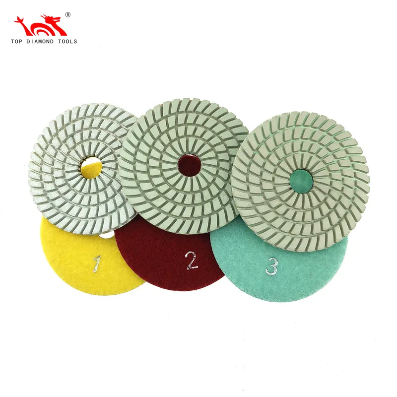 Diameter 100mm or 125mm Wet Used Flexible Diamond Polishing Pad For Stone Polishing