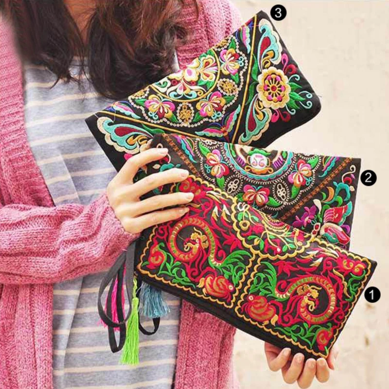 

Ethnic Style Embroidered Clutch Bag Fashionable Wallet Embroidered Day Clutches Wallet Storage Casual For Women Top-handle Bags