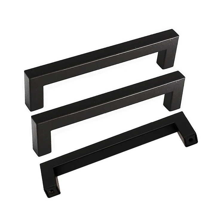 Black Square Bar Cabinet Drawer Pull Handle Stainless Steel Modern Hardware for Kitchen Cabinets Cupboard