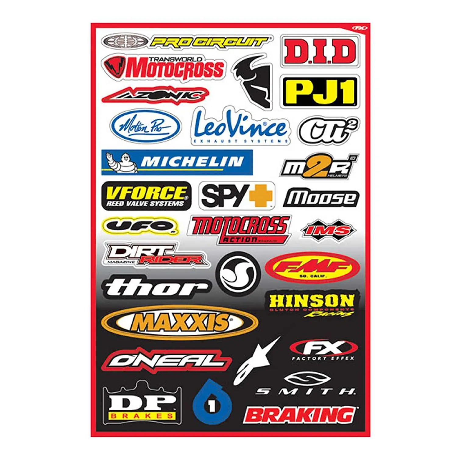 Factory Effex Logo Sponsor Graphics Sticker Sheet B and Fits Kawasaki Kx80 Kx85 Kx100 Kx125 Kx250 Kx500 Kx250f Kx450 Kx450f Kdx200 Kdx220 Klx250 Klx300 1980-2014