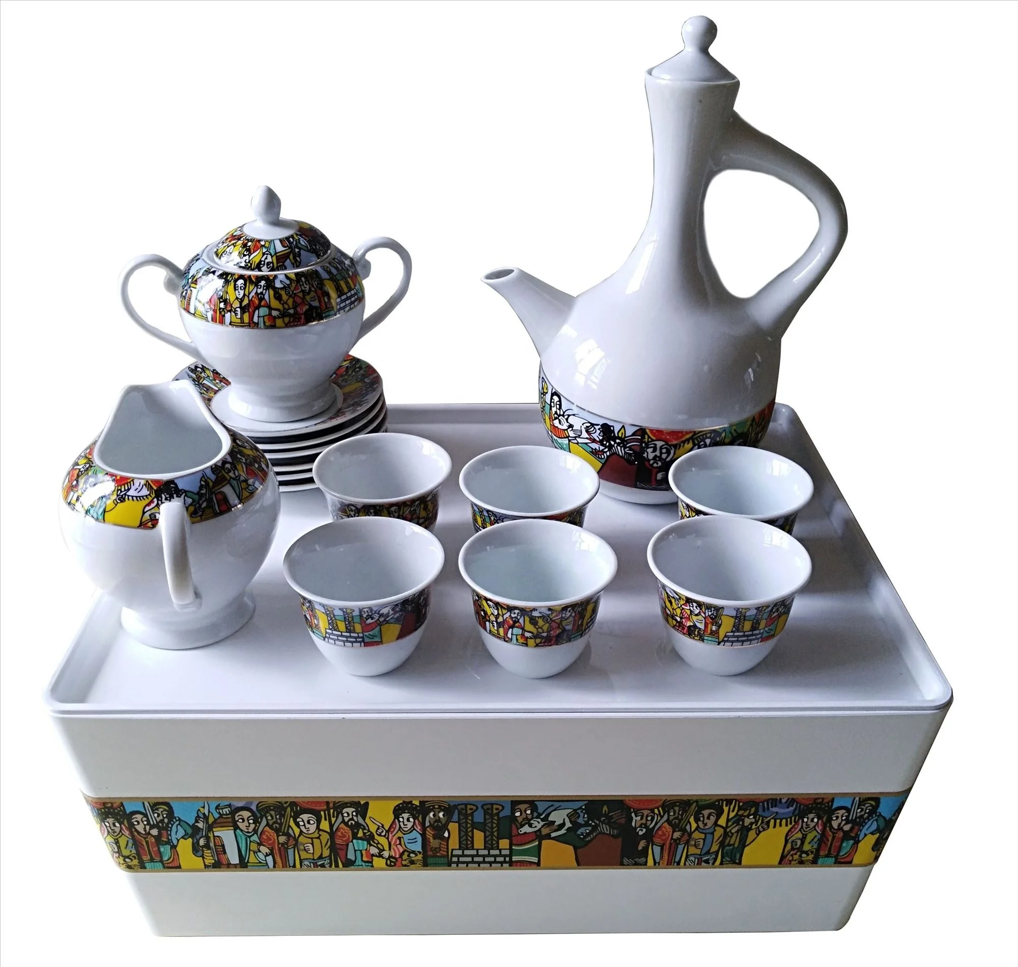 

Ready to ship popular ethiopian coffee set with rekebot saba arts for ceremony, White