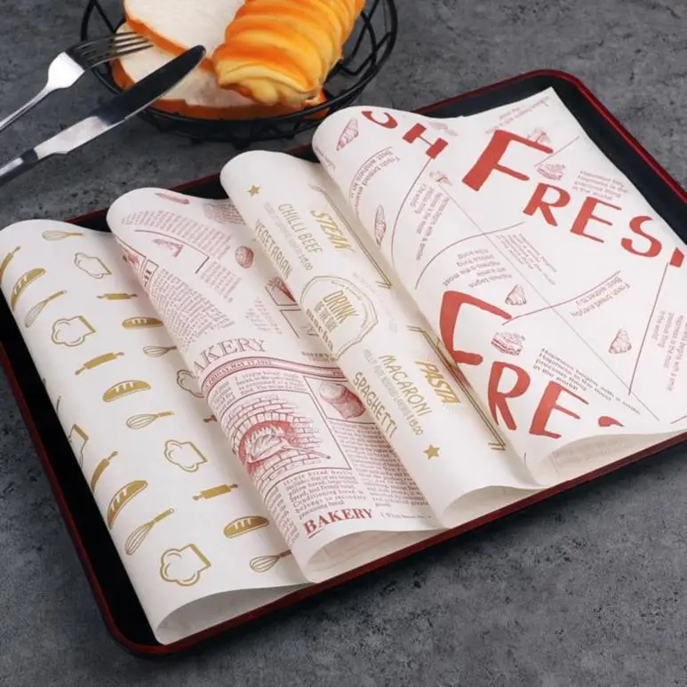 Custom Printed Wax Paper Disposable Burger Sheet White Greaseproof