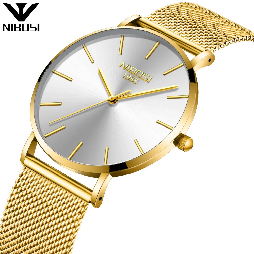 

Ultra Thin Luxury Unisex Watch NIBOSI Minimalist Watch Replacement Band 40mm Watch