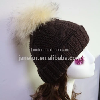 womens fur bobble hat