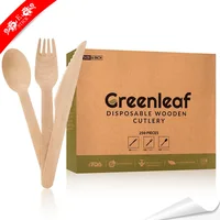 

Eco-friendly new design disposable wooden cutlery with customized