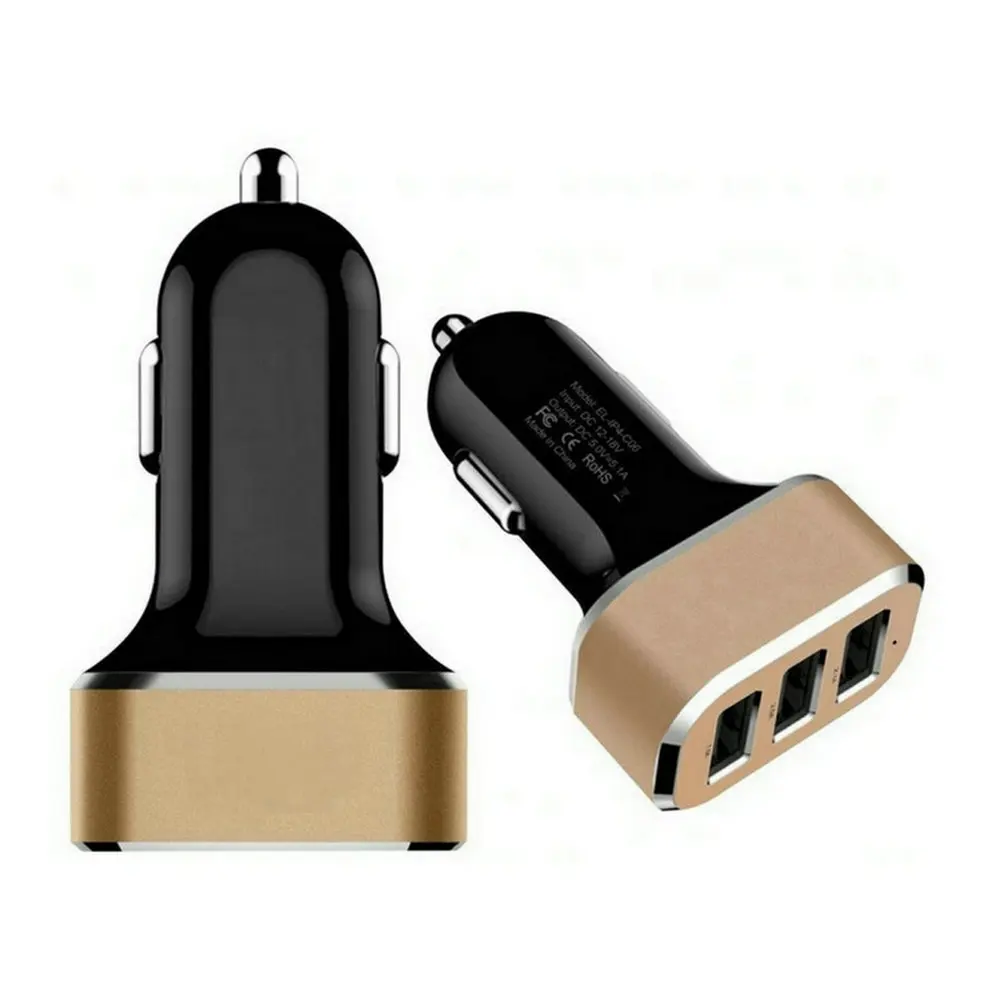 

Mobile ahone accessories big current 5V5.1A 3 ports USB car charger for smartphone, Black white