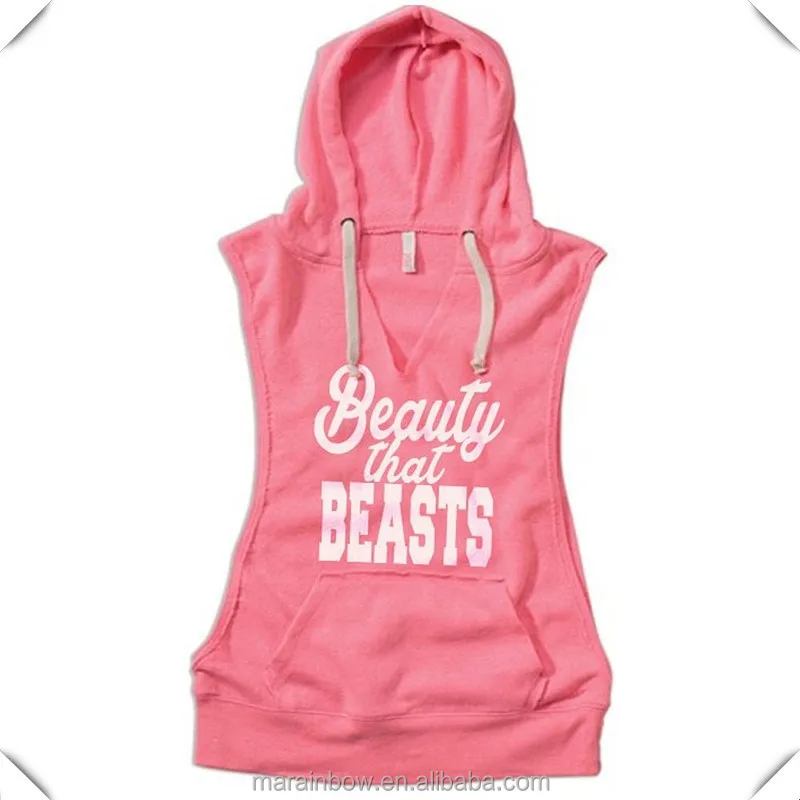 pink sleeveless hoodie