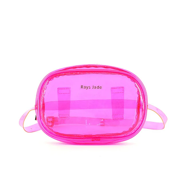 

Factory price wholesale hot selling custom logo fashion brand new luxury waterproof pink jelly clear PVC belt bag, Clear pink or customized