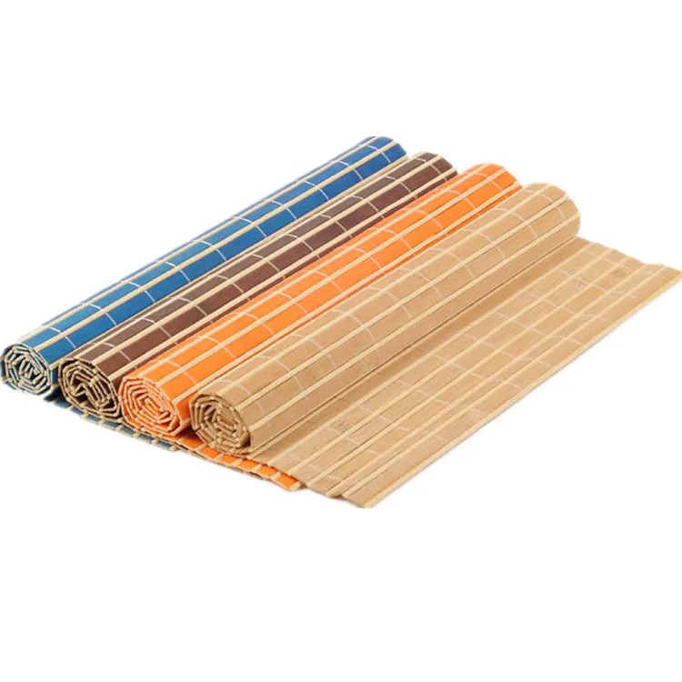 Colorful Custom Rectangle Print Lacquered Bamboo Placemats For Dining