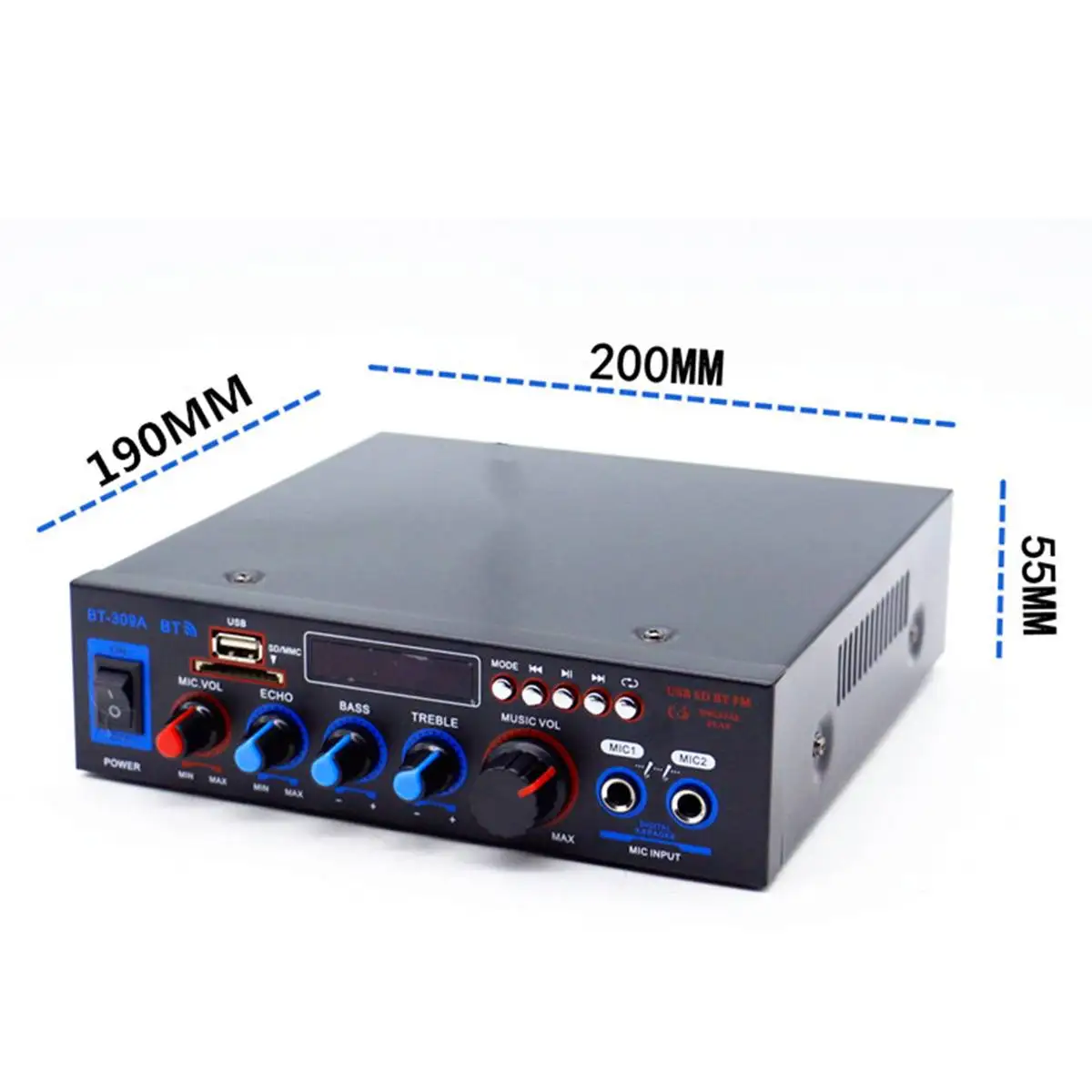 Bt-309a 220v 800w bluetooth 5.0 amplificador para altavoces 2.0 canales  coche audio amplificador de potencia bajo hifi reproductor de música eu  plug