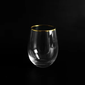 Image of wholesale drinking glasses gold rim plated wine goblets