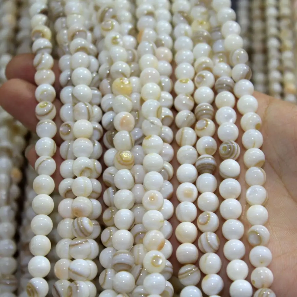 

Tryme Wholesale Natural Stripes Chinese Shell Beads For Jewelry Making DIY Bracelet Necklace stone 4/5/6/7/8 mm Strand 15.5, N/a