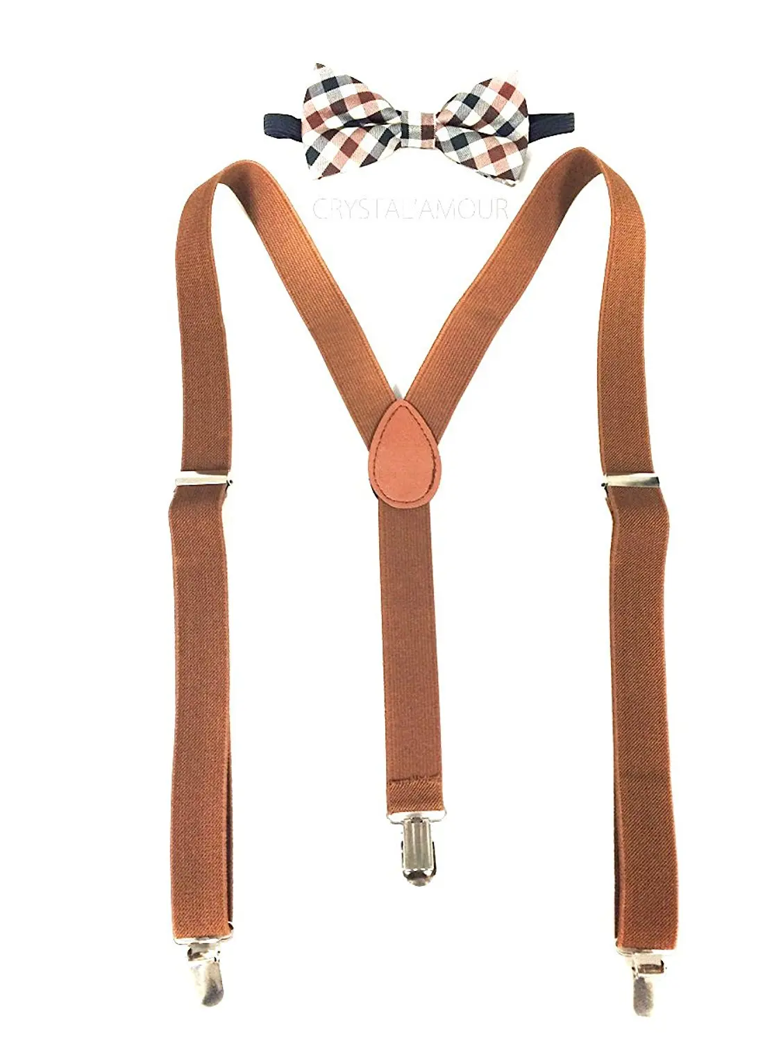 Brand New! Brown Suspenders and Brown Plaid Bowtie Set, Awesome Barnyard Wedding, Groomsmen Design