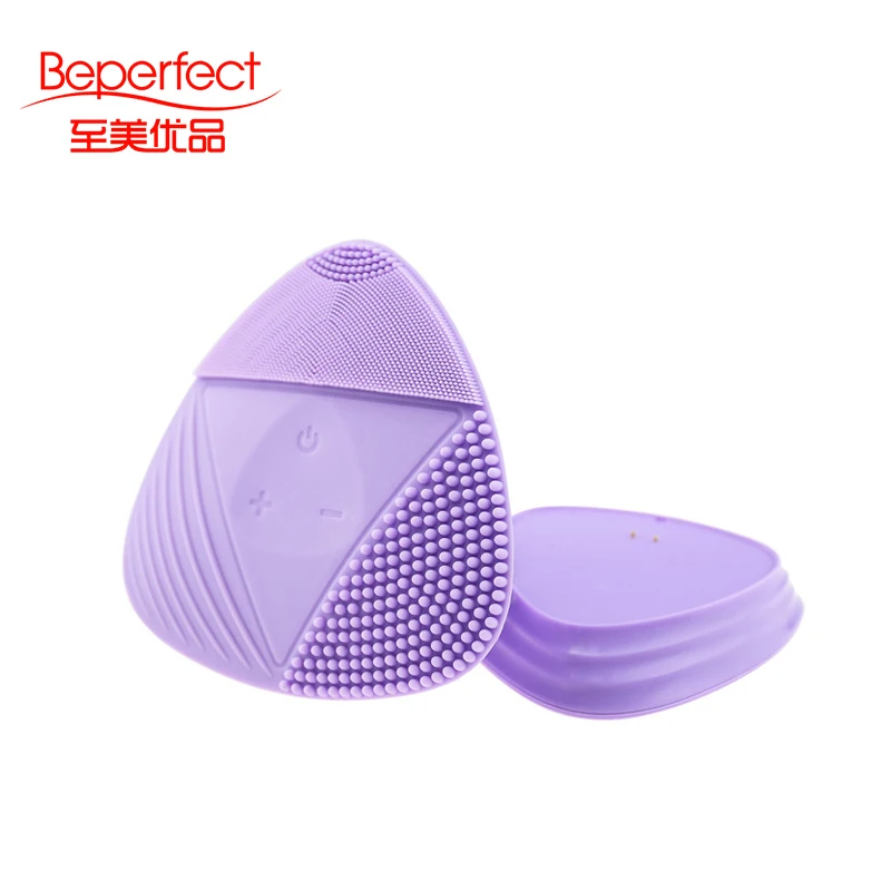 

Rechargeable IPX7 Waterproof face brush vibration silicone sonic facial cleansing brush massager 3-in-1 facial cleansing brush