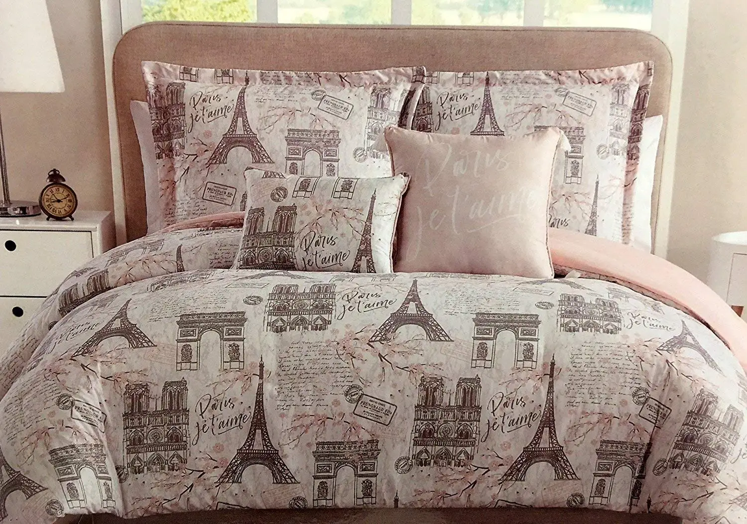 7 Pc Microfiber Lilium Lily Flower Floral Comforter Set Brown