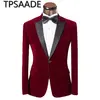 Mens Velveteen Peaked Lapel Tuxedos Casual Blazers Suits Slim Fit Coats Jackets Only One Coat
