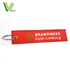 Custom made Branded 100% polyester all over printing Red Pattern Plain Ring fabric keychain key shape keychain