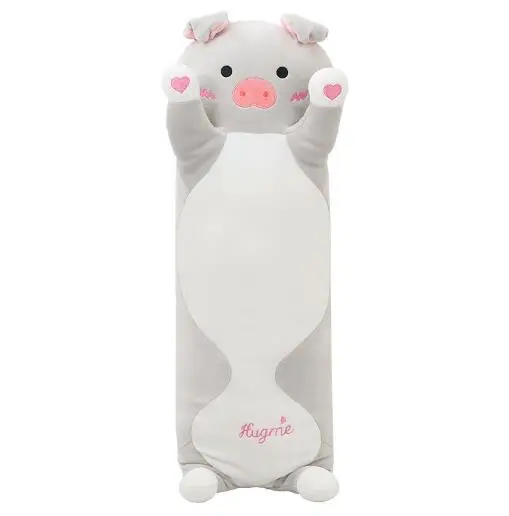 

Chinese OEM free shipping gray/ pink long plush pink pig body 70cm pig pillow, Customers colour