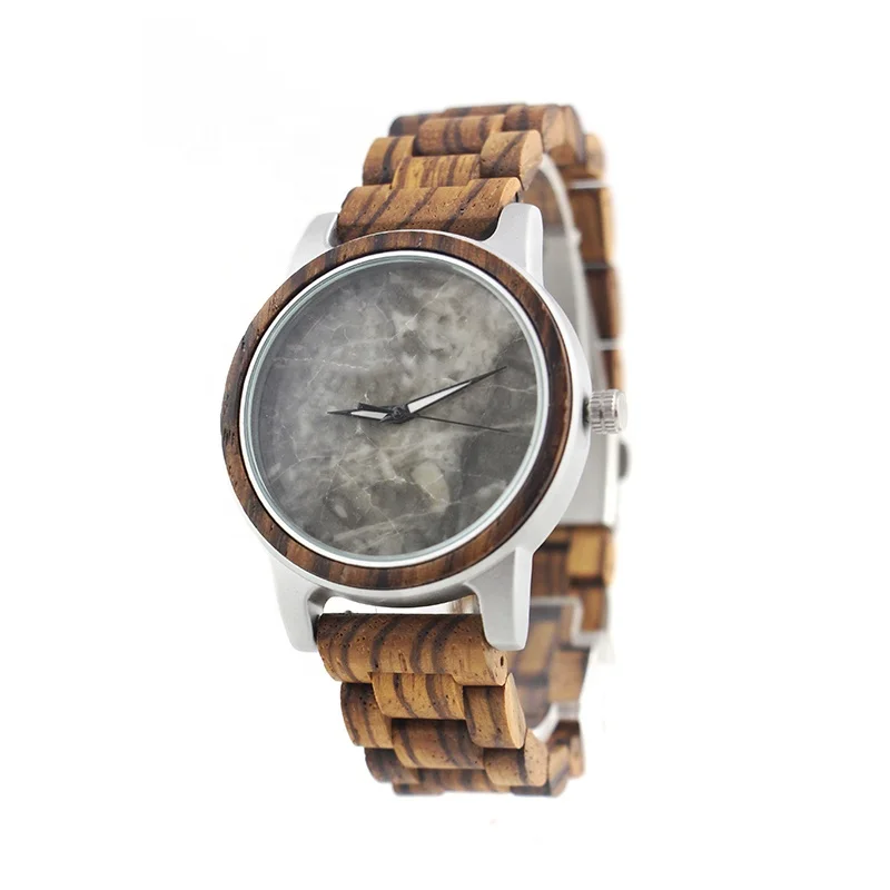 

2019 New design Marble Dial Wood Band Watch Custom logo High quality Wood watch