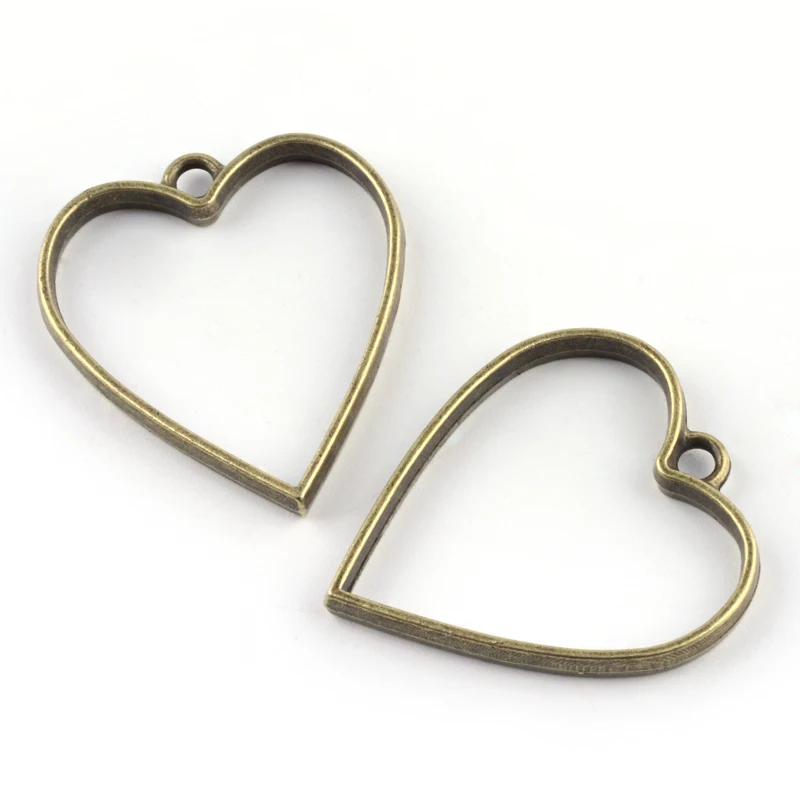 

PandaHall Matte Style Rack Plating Alloy Heart Open Back Bezel Pendants, Color