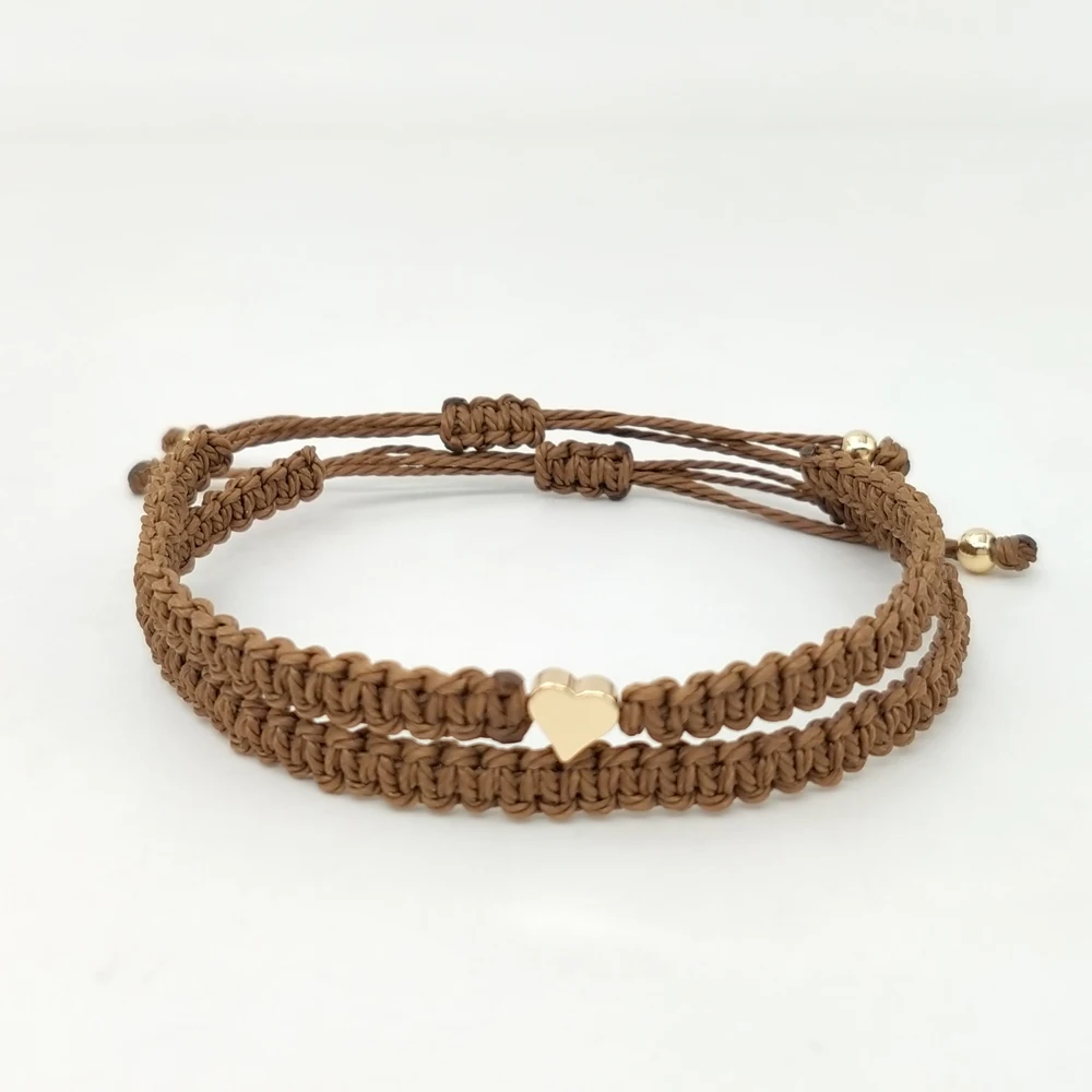 

Custom Logo  Woven Bracelet, Heart String Bracelet, Brown/white/orange/red/pink/blue
