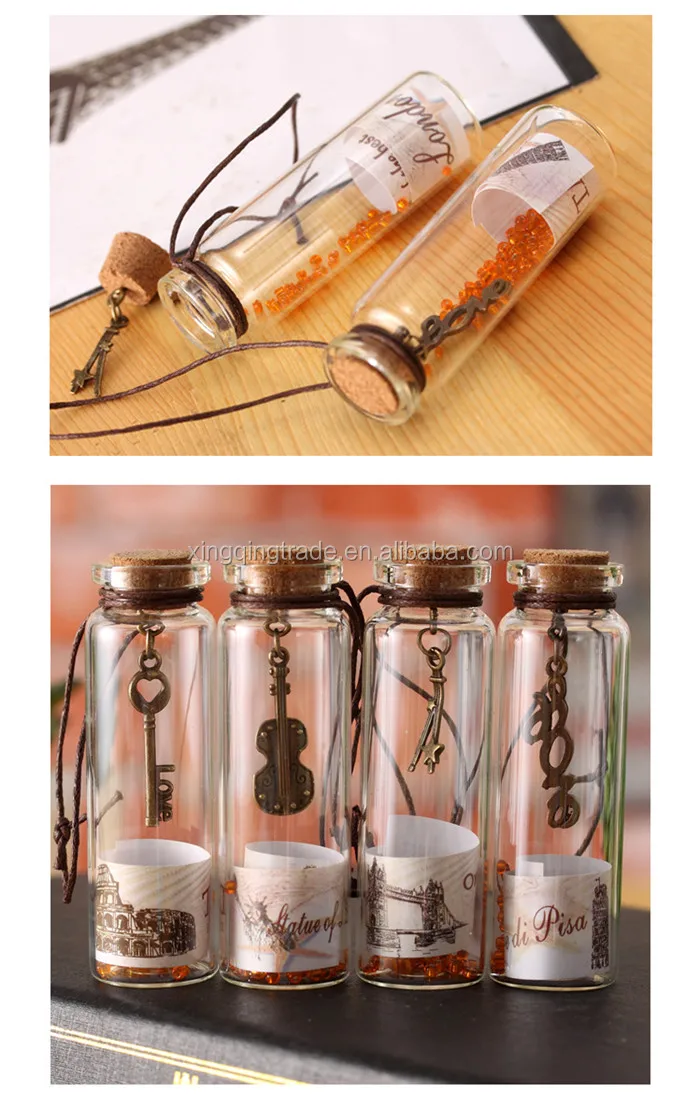 DAWEIF Trumpet Drift Bottle Decoration in Glass Bottles Sailing Wishing Bottle Micro Landscape Gifts 