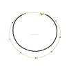 Top quality fashion handmade black bead jewelry double chain design gold layering necklace