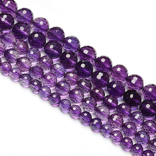 

natural Amethyst faceted round gemstone loose beads, 100% natural color