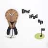 Modern Design 10 inches Non Ticking MDF Wood Golf Clock Decorative Quartz Type Art Golf Ball Clock DIY Watch Wall