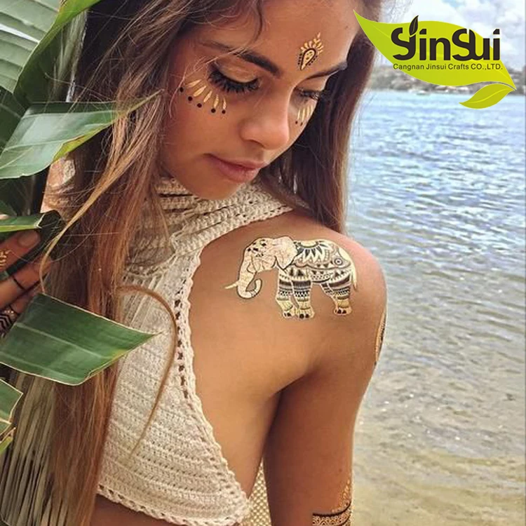 SAVI 3D Temporary Tattoo Golden and Silver Metallic Sticker Wings  Peacock Feathers Design Size 21x15cm  1pc 202 Gold 13 g  Amazonin  Beauty