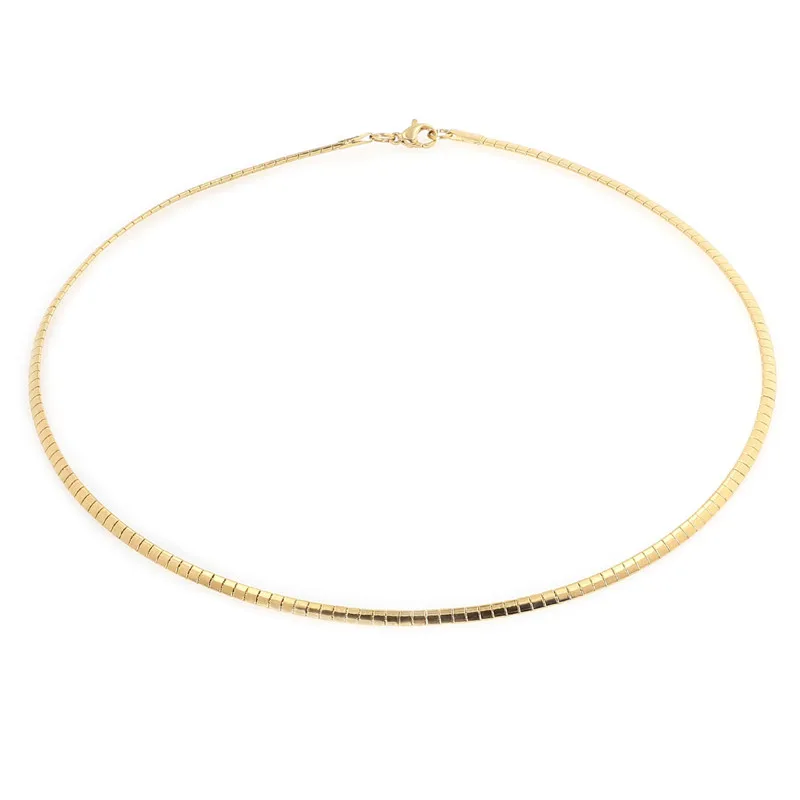 18K Gold Plated Stainless Steel Necklace Jewelry Flat Snake Chain Choker Necklace