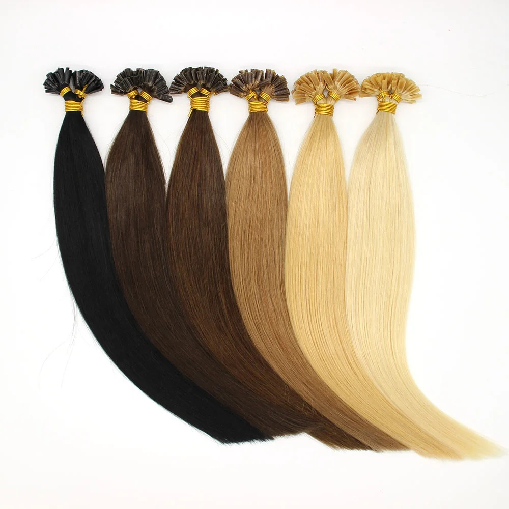 

pre bonded U Nail Tip Natural Human Hair Extensions 16-22" Straight Thick 1g/s 50s keratin hair extensions