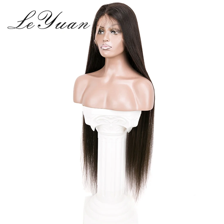 

Hot sale russia brazilian straight virgin hair 34 inch 100 full lace wig for black women, Natural